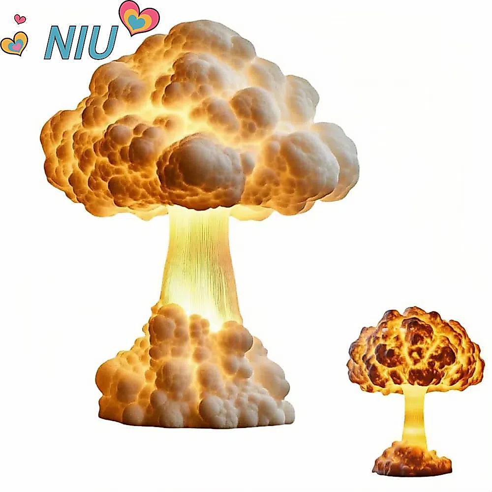 NIUYUJS ระเบิดอะตอมระเบิดไฟกลางคืน, จําลอง Handmade เห็ด Cloud โคมไฟตั้งโต๊ะ, Creative อเนกประสงค์เรซิ่น LED ไฟอ่านหนังสือตกแต่งโต๊ะ