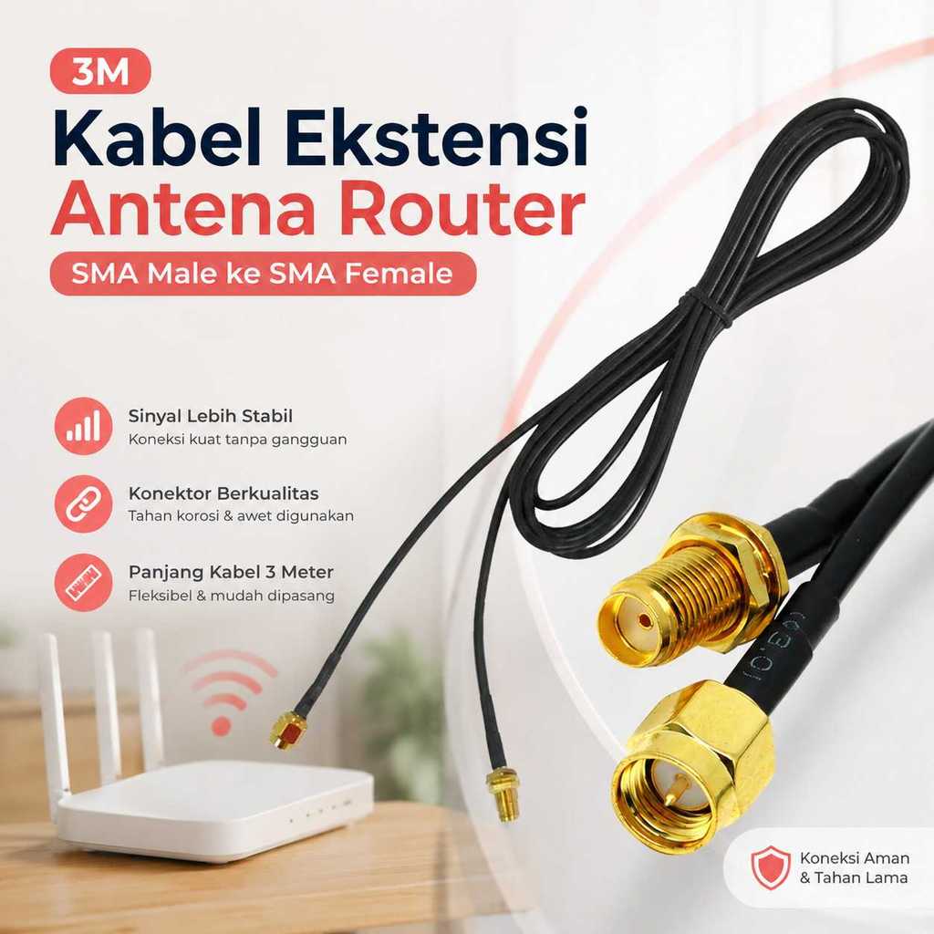 สายต่อเสาอากาศเราเตอร์โมเด็ม SMA ตัวผู้เป็นตัวเมีย 3M - C390