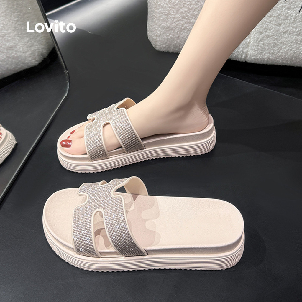 Lovito  รองเท้าแตะเพชรแฟชั่นทันสมัยสําหรับผู้หญิง LFA109106