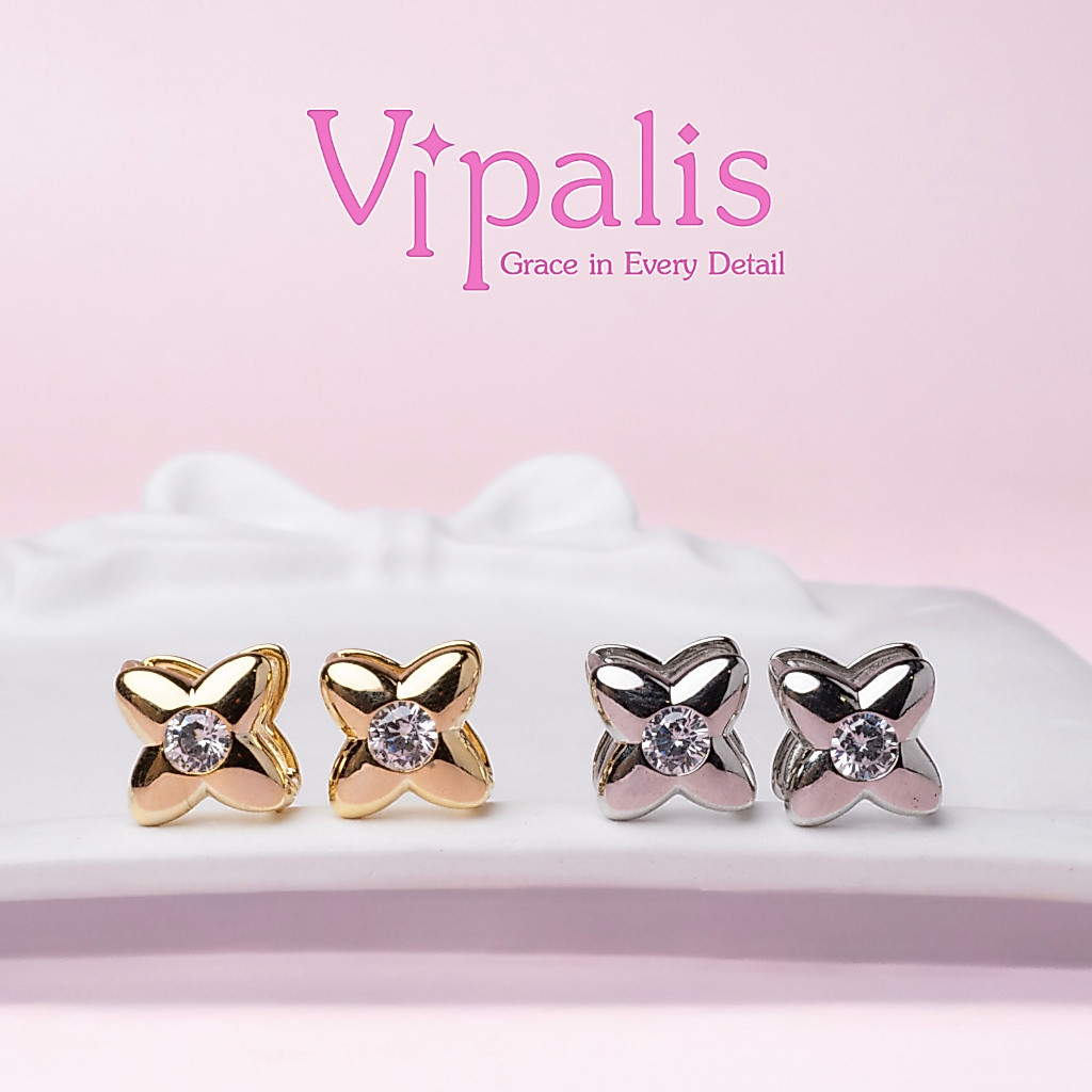 Vipalis Blossom Shine ต่างหูโบว์เพชร ก้าน925 พร้อมส่ง