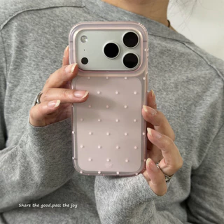ใหม่ปลอก Matte IMD Clear Blue-Green Small Polka Dot Anti-Drop Case สําหรับ iPhone 14 15 16 17 Pro Max