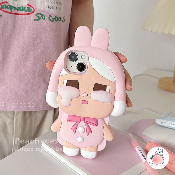 3D น่ารัก Bunny Crybaby สาวโทรศัพท์มือถือสําหรับ iPhone 17 16 15 14 13 Pro Max 12promax ซิลิโคนนุ่ม Drop ทนมือถือฝาหลัง - รูปที่ 2