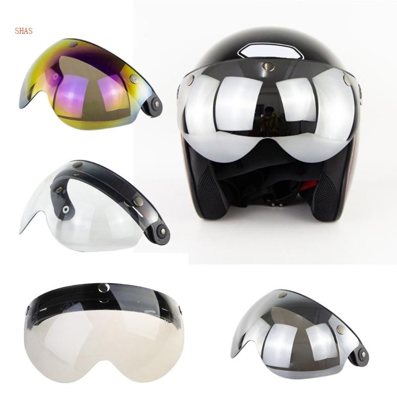Shas ทนทาน Windproof 3-Snap Visor เลนส์โล่สําหรับหมวกกันน็อครถจักรยานยนต์ Flip Up Down เปิด Face Anti Glaring หมวกกันน็อค Access