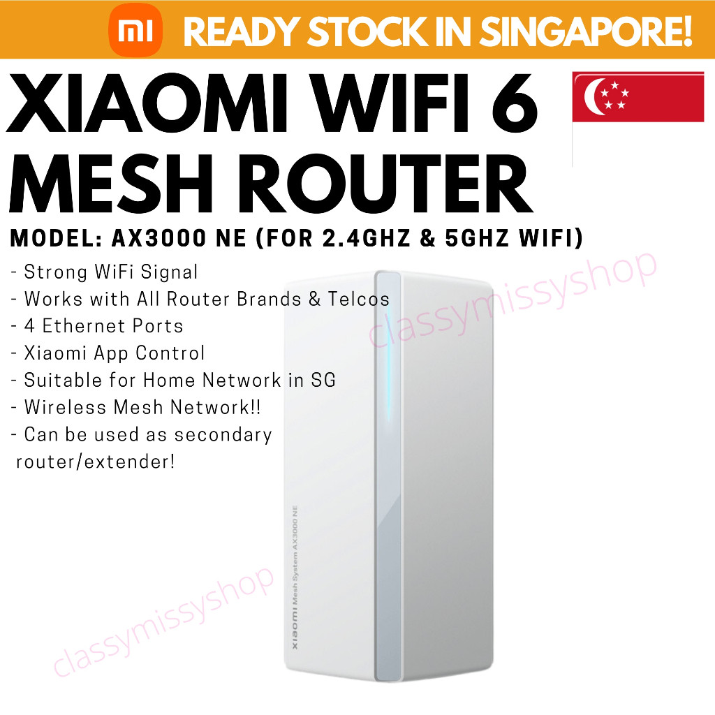 🇸🇬 [ใหม่] XIAOMI WIFI 6 Mesh Router AX3000 NE 5Ghz Wireless Mesh Super Speed Boost Network Signal Ex