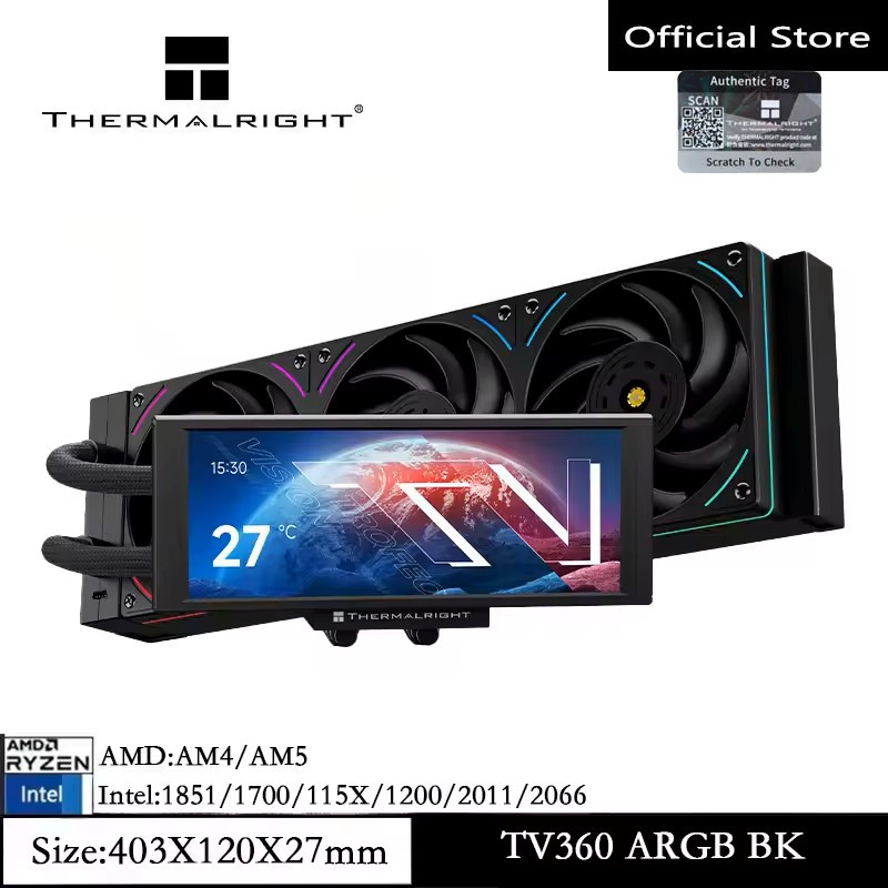 Thermalright Trofeo Vision 360 ARGB CPU Water Cooler 6.86 นิ้วแม่เหล็ก IPS หน้าจอ LCD DIY CPU Liqud 