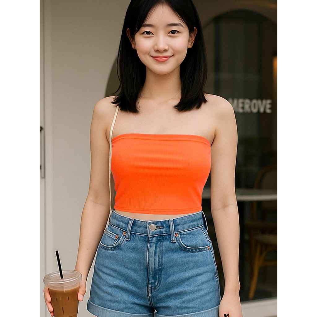 เสื้อเกาะอก ผ้ายืดใส่สบาย ไม่มีฟองน้ำ ผ้าร่อง รุ่นยอดนิยม freesize ทรงสวยใส่ได้ทุกโอกาส