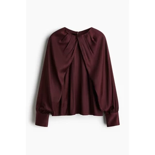 H&M(เอชแอนด์เอ็ม) เสื้อเบลาส์ผ้าซาตินแขนบอลลูน ผู้หญิง 1309873_1
