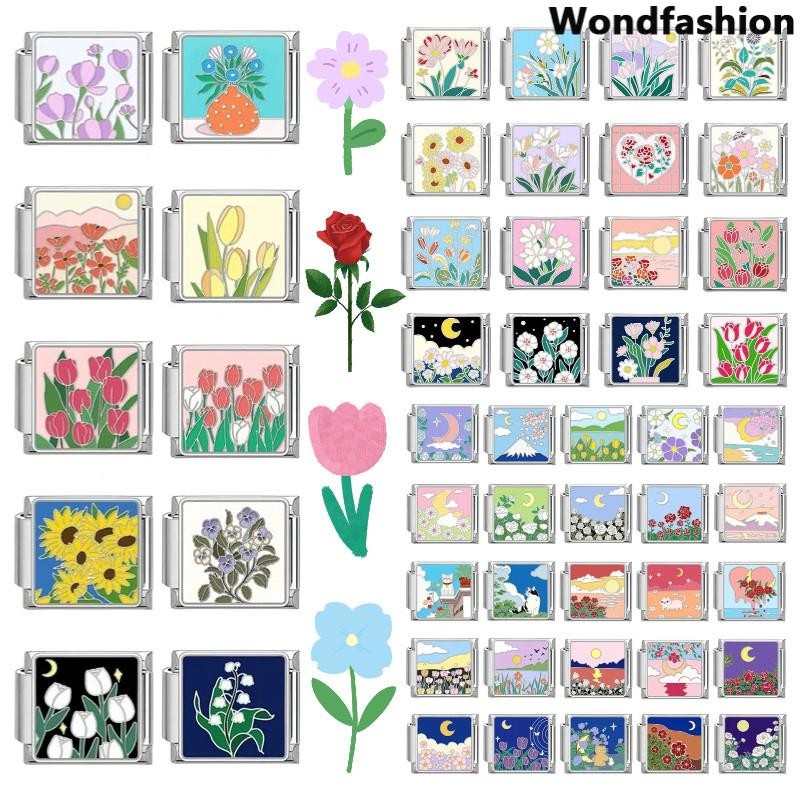 สร้อยข้อมือ Moon Italian Charm สแตนเลส ขนาด 9 มม. เครื่องประดับสไตล์เรโทร เพิ่มความสวยงามให้คุณ
