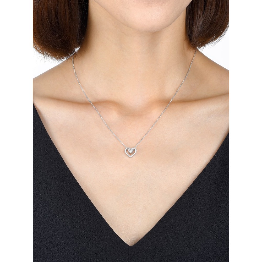 Zhousheng Lady Heart สร้อยคอเพชร 18K Gold Love Heart Set Chain 89614U