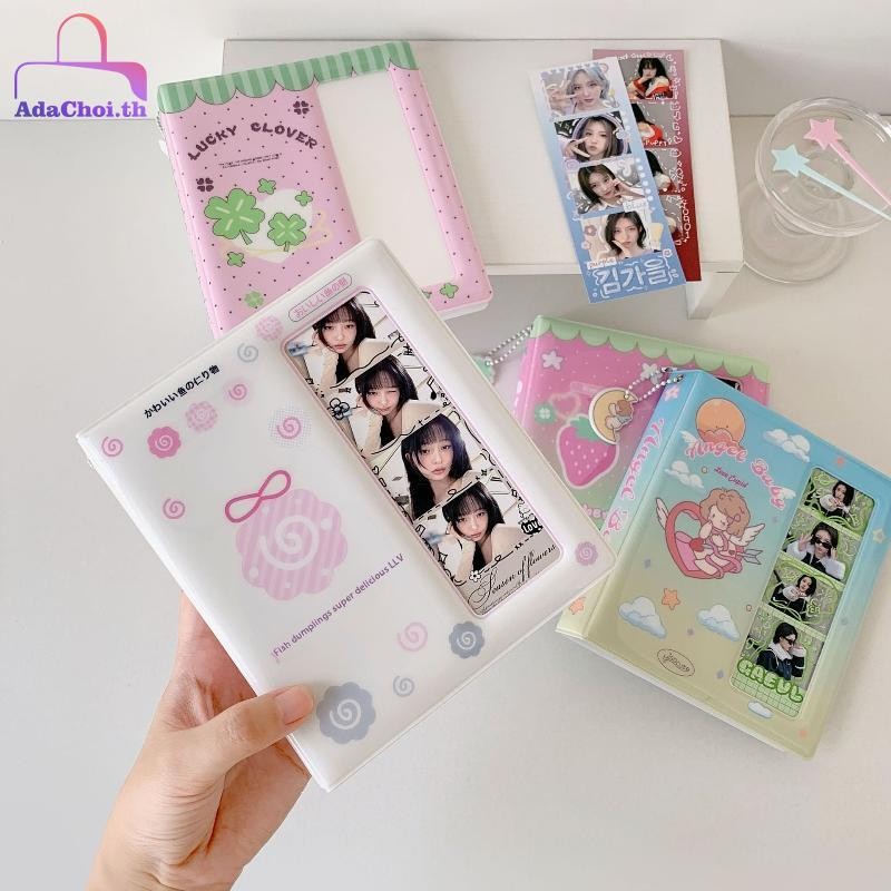 AdaCoi การ์ตูน Idol Photo Booth อัลบั้ม 40 หน้าสําหรับ 40 ชิ้น 2x6 นิ้วแถบภาพบุ๊คมาร์ค 20 ชิ้น 4x6 4R ผู้ถือภาพ TH