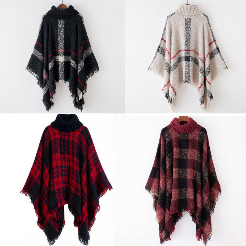 เสื้อคลุมลายสก๊อตแบบหลวม มีแขนถักและห่วงผ้ากอซ