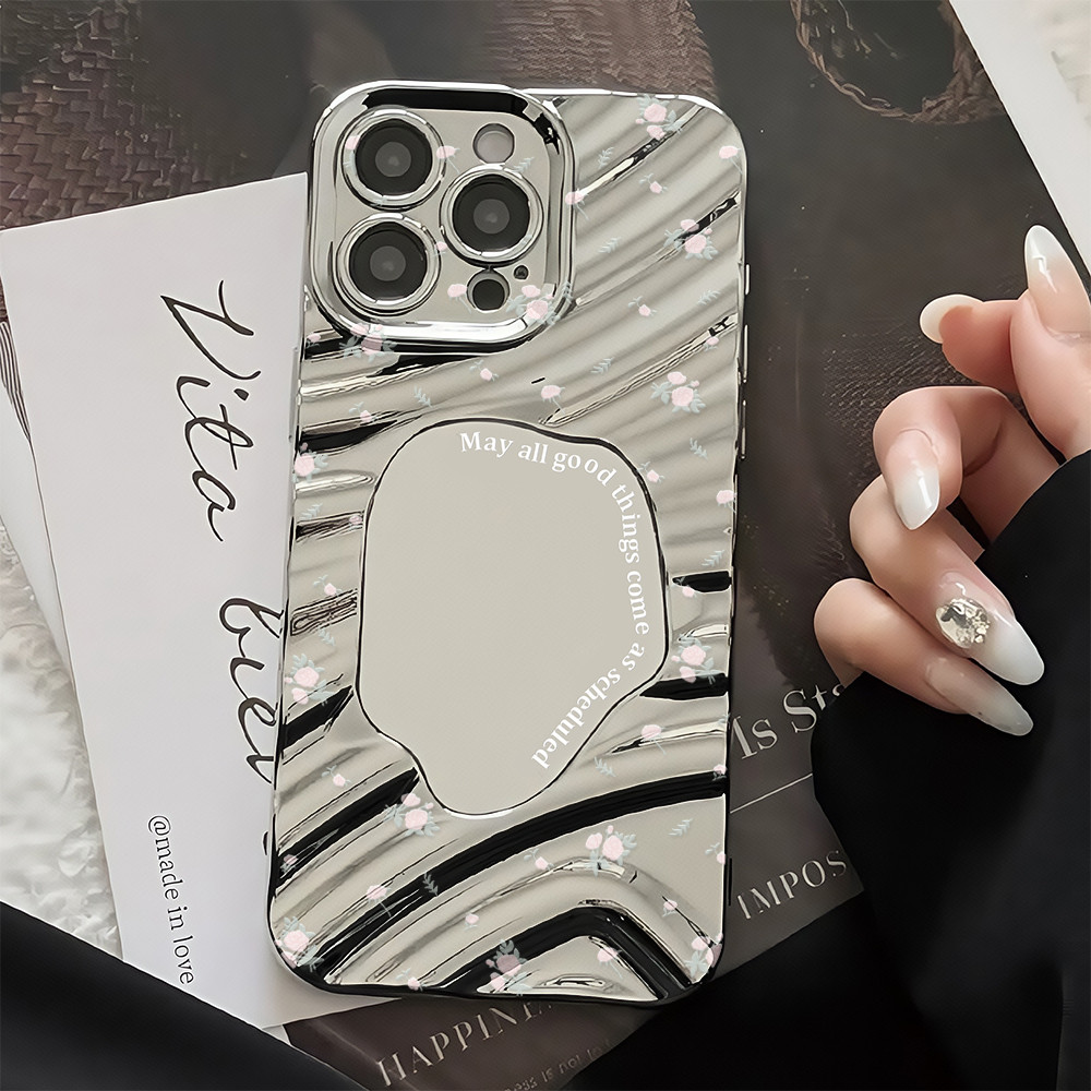 เคสโทรศัพท์มือถือ Wave Mirror ป้องกันการตก มันวาว กระจกเงา For IPhone 16 15 14 13 11 6 7 8 plus Pro Promax XR XS BLJM327