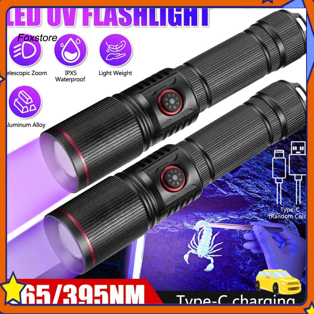 [Fx] แสงสีดําทรงพลัง 395nm ความยาวคลื่นแสง Uv ไฟฉาย 395nm แสงสีดําพร้อมฟังก์ชั่นซูมไฟฉายอัลตราไวโอเล