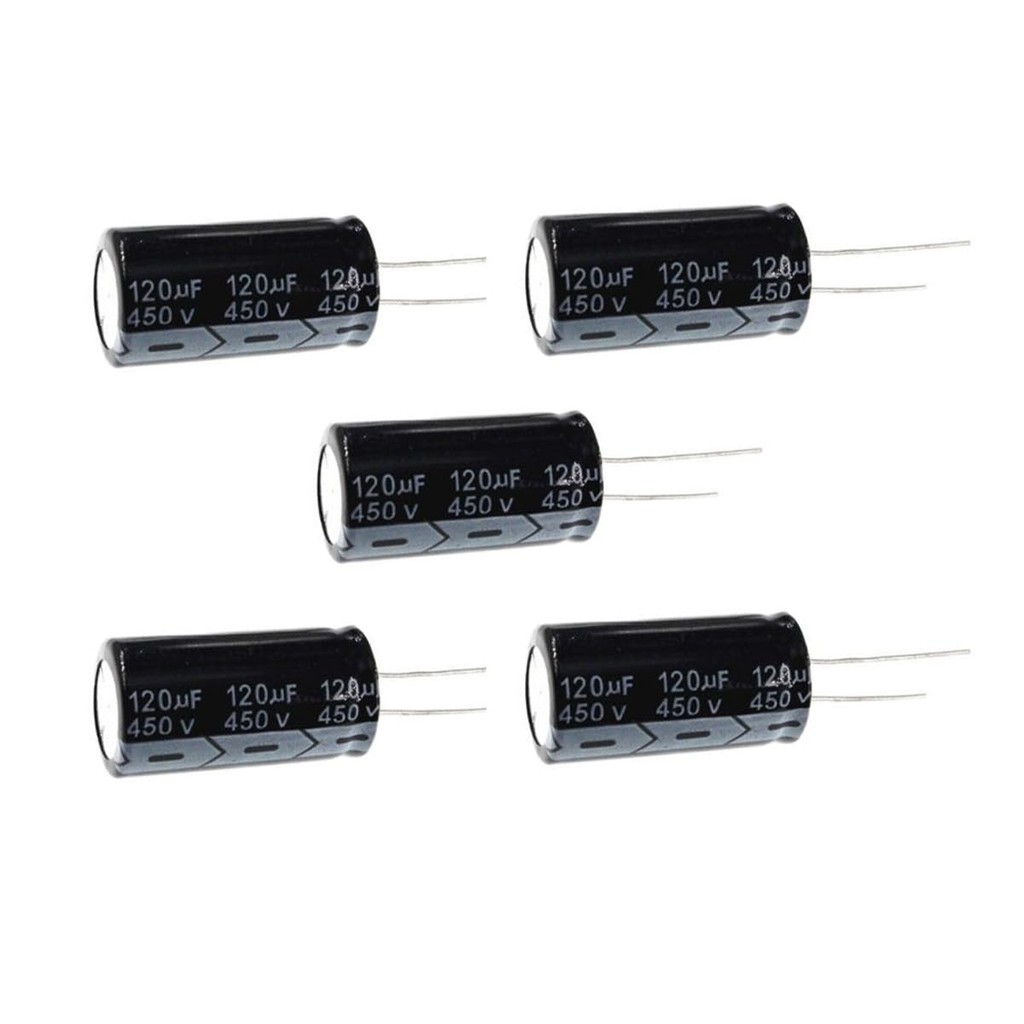 คาปาซิเตอร์ 120uF 450V 18X30 +/-20% 105°C 5 PCS อลูมิเนียม Electrolytic Capacitor,120uF 450V Capacit