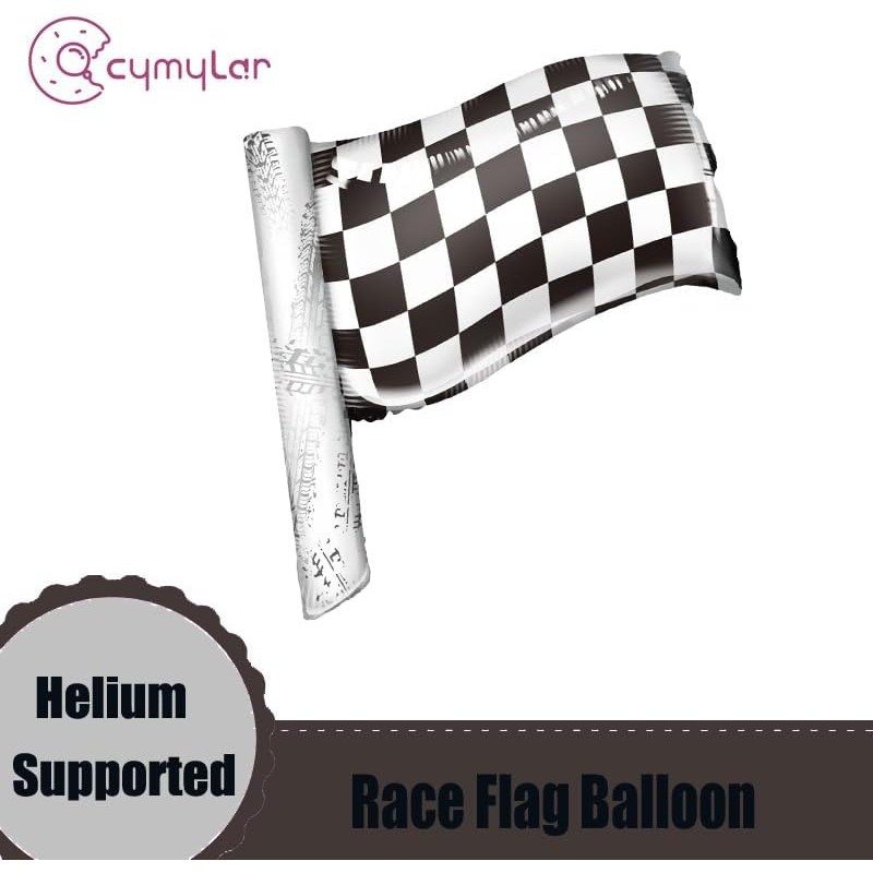 Checkered สีดําและสีขาว Racing Flag บอลลูน 4 ชิ้น 30 นิ้ว Racing Flag บอลลูนสําหรับ Race รถวันเกิด P