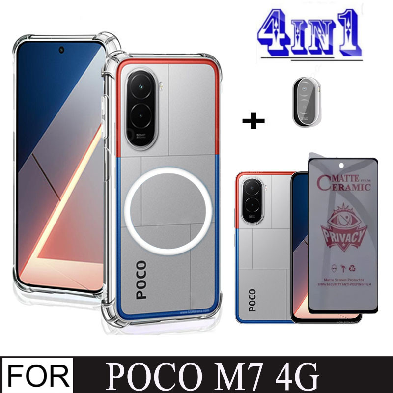 4In1 Poco M7 4Gกรณีสติกเกอร์แม่เหล็กกันกระแทกเคสโทรศัพท์สําหรับPoco F7 C71 C85 C75 เซรามิคFrostedฟิล์ม + เลนส์ฟิล์ม ราคา ถูกที่สุด ดีลบีเคเค แกลเลอรีภาพที่ 4