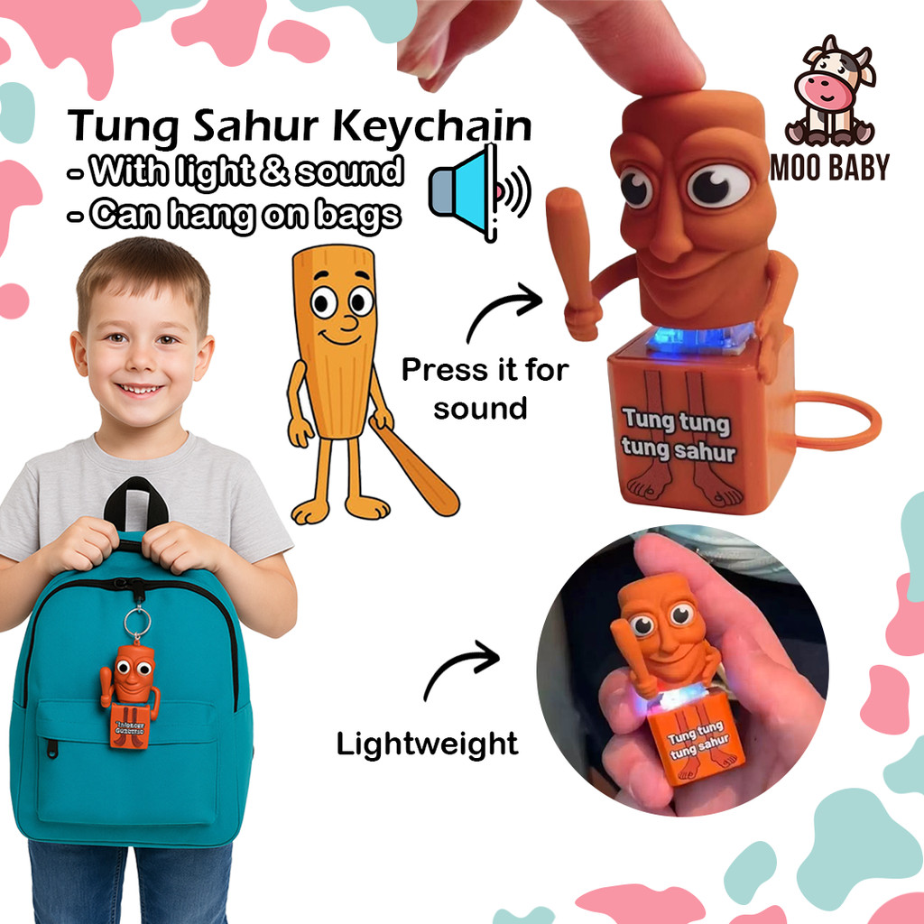 Moo Baby Tung Sahur พวงกุญแจ Brainrot Mainan Anomali Tung Tung Sahur ของเล่น Ambalabu พวงกุญแจอิตาลี