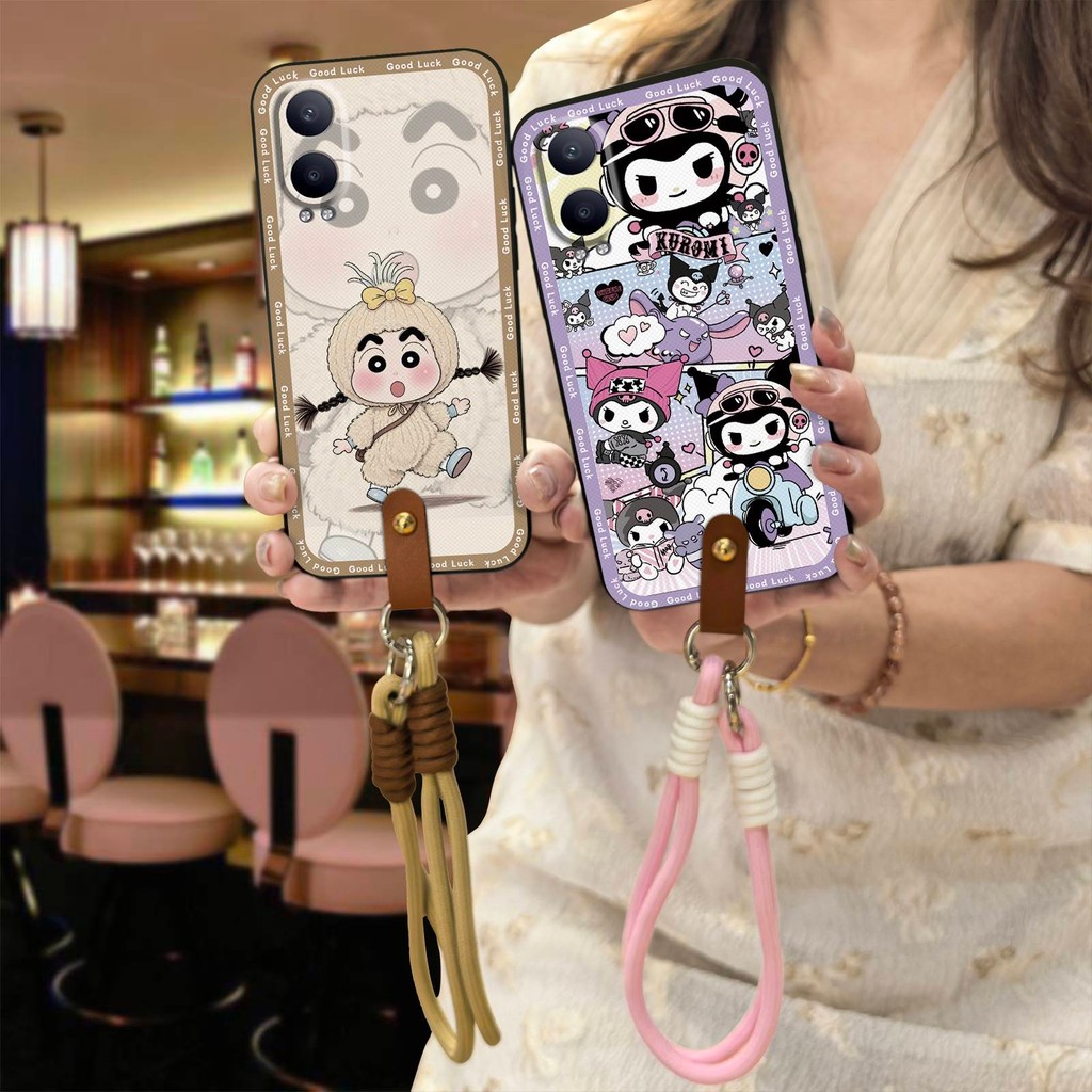 น่ารัก Graffiti เคสโทรศัพท์สําหรับ OPPO K12X/1+Nord CE4Lite ซิลิโคนกันกระแทก Dirt-proof TPU Lanyard 