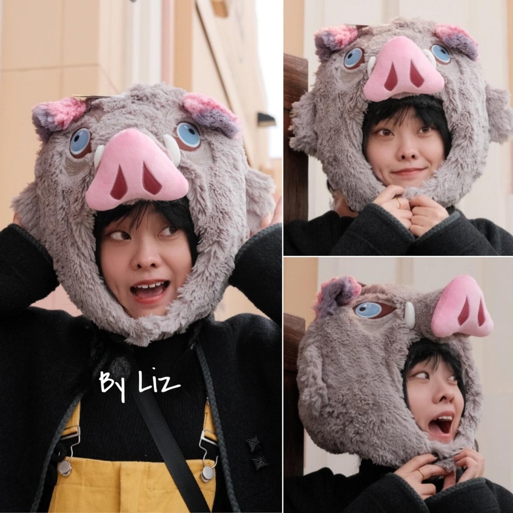 หมวกCosplay อุ่นๆ สไตล์ตัวละครอนิเมะ Hashibira Inosuke ดีไซน์น่ารักและเป็นเอกลักษณ์