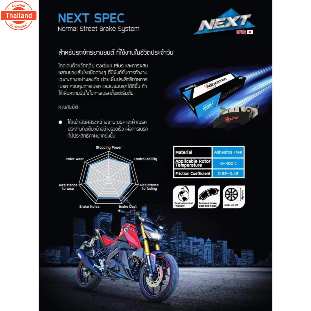 ผ้าเรค NEXZTER หลัง รหัส 5051AA สำหรั ZONTES 350, 350E, 350D genuine