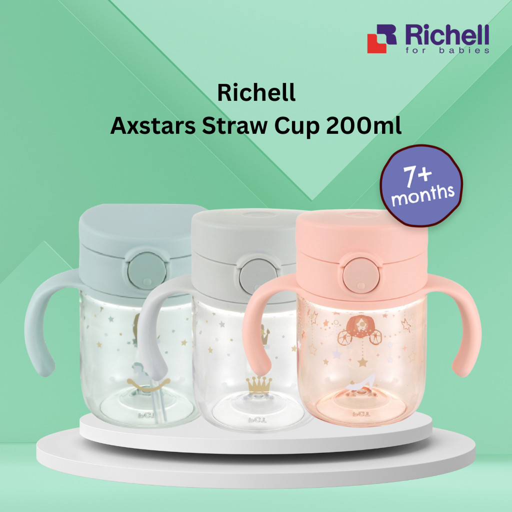 Richell Axstars Straw Cup Botol Air Water Bottle (200ml x 7m)