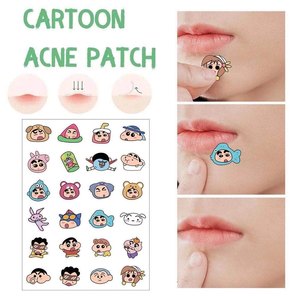 96 ชิ้น/24 ชิ้นการ์ตูน Crayon Shin Chan แผ่นแปะสิวสีสันสดใสน่ารัก PE สิวสิวแพทช์