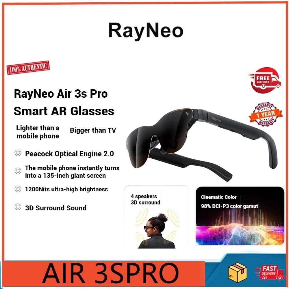 RayNeo Air 3s Pro Pocket TV Intelligent AR Glasses Optical Engine 2.0 HD Movie Watching