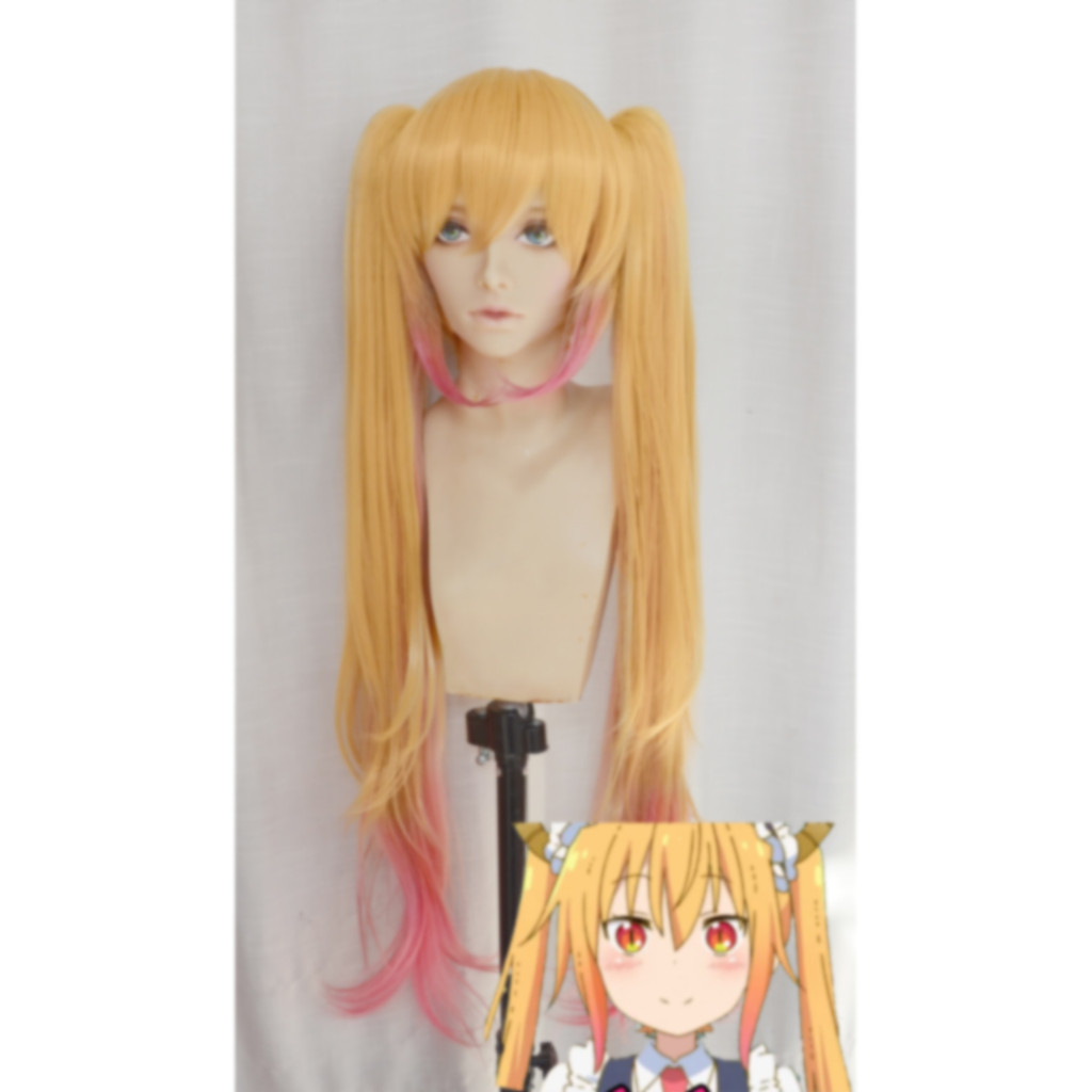 Xiaolins Sister Tik Tok Dragon/Tor/Sideburns and Hair Tails Gradient Double Tikka คอสเพลย์วิกผม