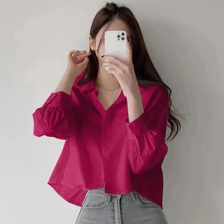 Chili Koko เสื้อเชิ้ตทรงหลวมชายจีบด้านหลัง สำหรับผู้หญิงวัยรุ่นและอวบ ดีไซน์แฟชั่นทันสมัยและน่ารัก W650 พร้อมส่งจากไทย