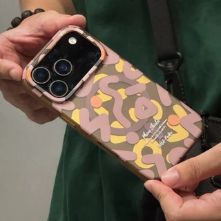 อินเทรนด์ Frosted Graffiti เคสโทรศัพท์แม่เหล็กสําหรับ iPhone 17Air 11 12 13 14 15 16 17 Pro Max 15 14 16 Plus แฟชั่นโปร่งแสง Soft Border ปลอกกันกระแทก Matte Hard PC ฝาหลัง