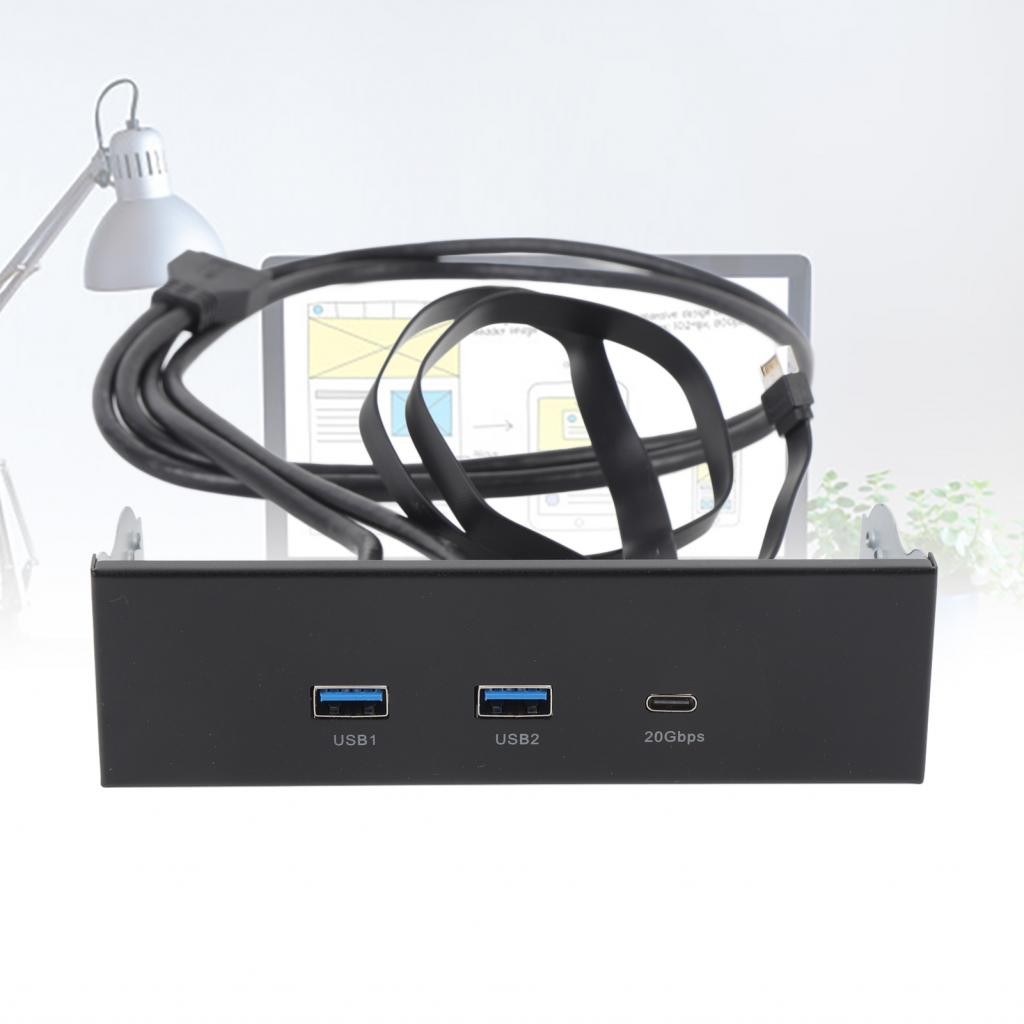 Haichao-ph แผงด้านหน้า USB Hub 5.25 นิ้ว 19PIN + ประเภท E Input โลหะ GEN2x2 AC 3 พอร์ต 20Gbps Optica