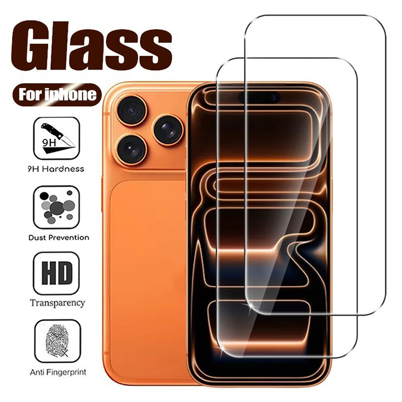 กระจกนิรภัย สําหรับ iPhone 17 Pro Max Air 16 16E 15 14 13 12 11 Pro Max 16 Plus 13 Mini X XR XS Max 6 6s 7 8 Plus 5 5s SE 2020 2022 ป้องกันหน้าจอป้องกันฟิล์ม