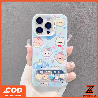 เหมาะสําหรับ OPPO Reno16F 16Pro 15F 15ProMax 14F 14Pro 13F 13Pro 12F 12Pro 11F 11Pro 10Pro 8T 8Z 7Z 6Z น่ารักคิดสตรอเบอร์รี่หมีกระจกขาตั้ง IMD กันกระแทก TPU Ph