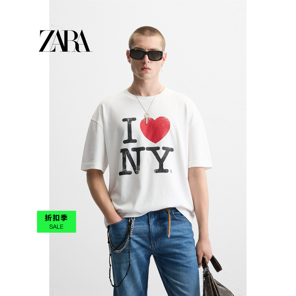 ZARB'Sเสื้อคอกลมสไตล์เดียวกันสำหรับทั้งผู้ชายและผู้หญิง พิมพ์ I LOVE NEW YORK®