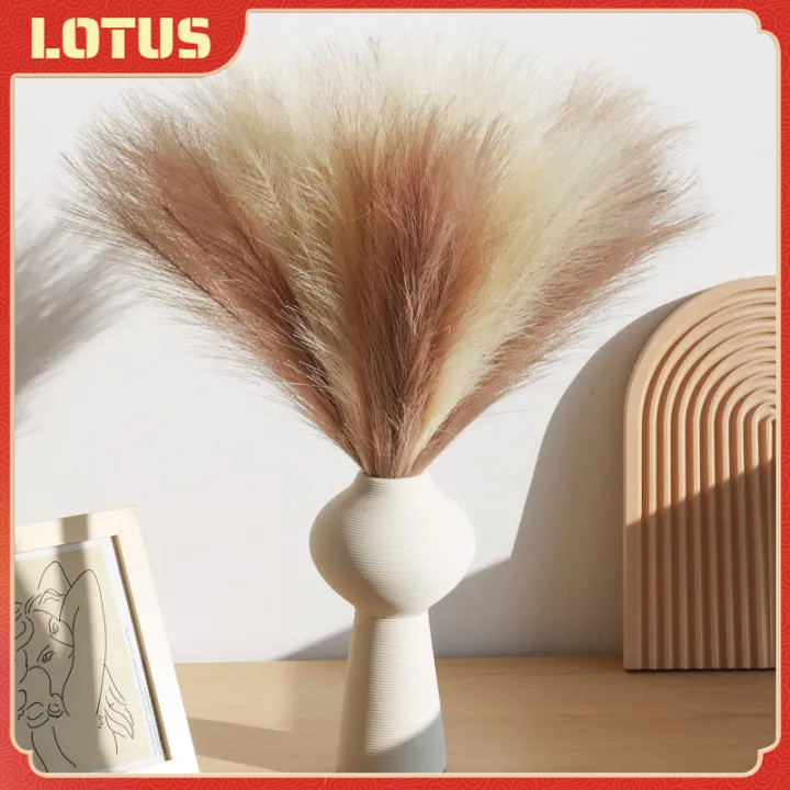หญ้าเทียม Pampas หญ้าเทียม Pampas แจกันตกแต่งดอกไม้ปลอม Bohemian พรรคตกแต่งตกแต่งภายใน