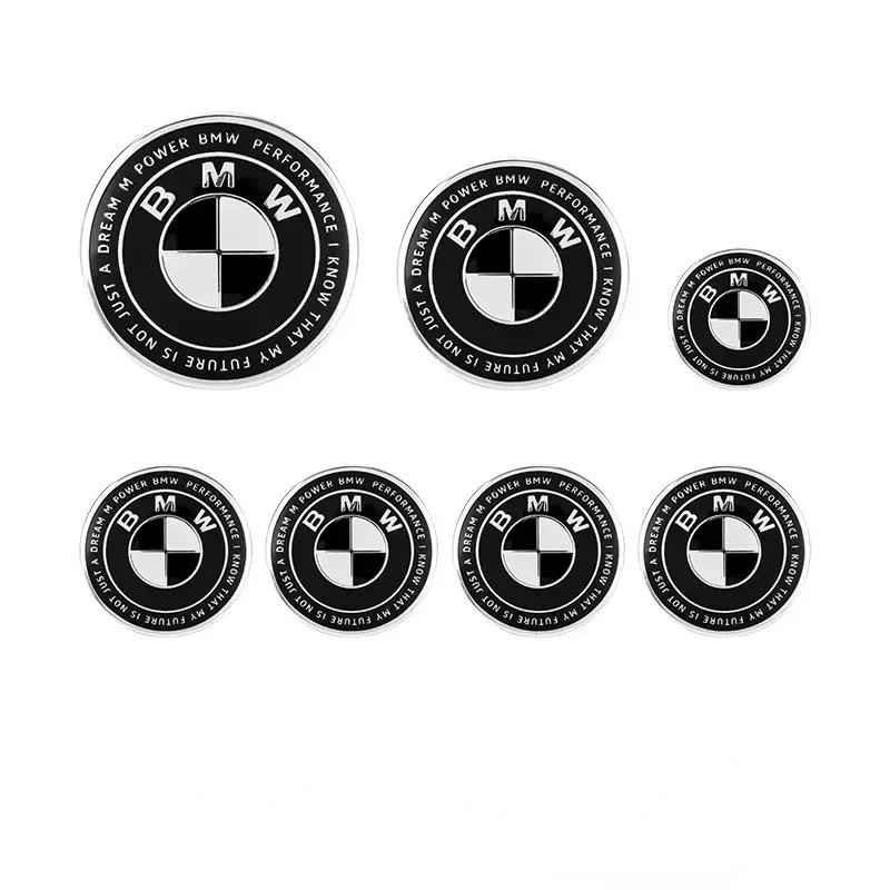 2023 ใหม่ 7 ชิ้นด้านหน้า Hood Emblem สําหรับ BMW 50th Anniversary โลโก้ 82 มิลลิเมตร + ด้านหลังป้าย 