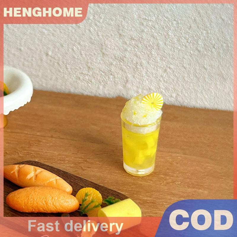 [HENGHOME] 1/12 Dollhouse Mini Pineapple Smoothie Drink Cup Model Dollhouse Micro Scene เครื่องดื่มต