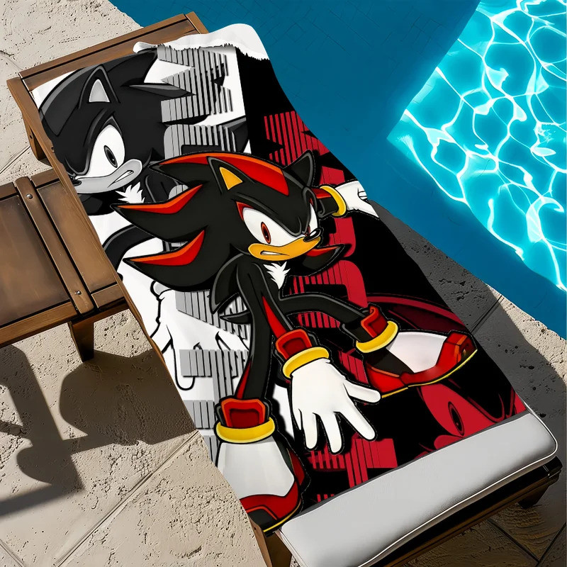 S-Sonic-C การ์ตูนผ้าเช็ดตัวชายหาดแห้งเร็วผ้าเช็ดตัวของขวัญสําหรับ Travel Gym Shower Camping กีฬา