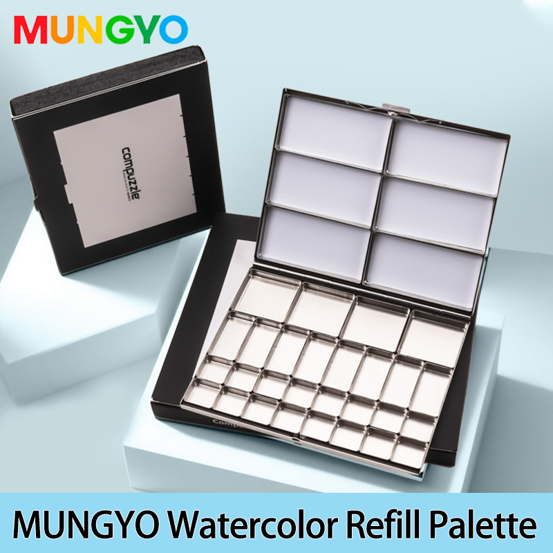 Mungyo สีน้ํา Palette โลหะประณีตที่ถอดออกได้สีกรณีการออกแบบ Snap-on 22 / 34 ตาราง