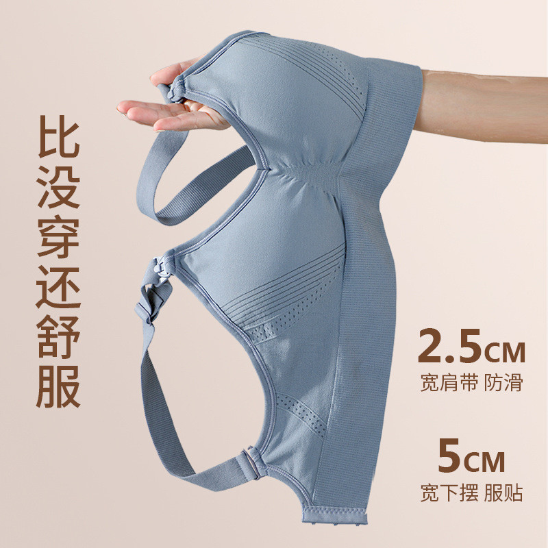 High-End Top Buckle Big Breastสายคล้องไหล่กว้างAnti-Slip Nursing Braพยาบาลถ้วยใหญ่รวบรวมAnti-Saggingชุดชั้นในคนท้อง20250919