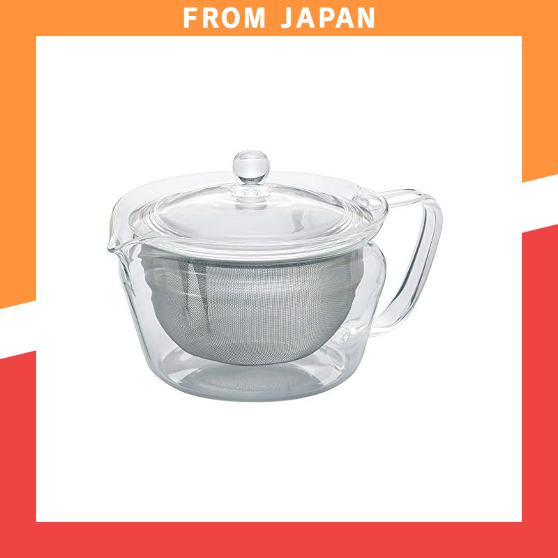 HARIO Chacha Kyusu Zen Teapot, Practical Capacity 450ml, Heat-Resistant Glass CHZ-45T