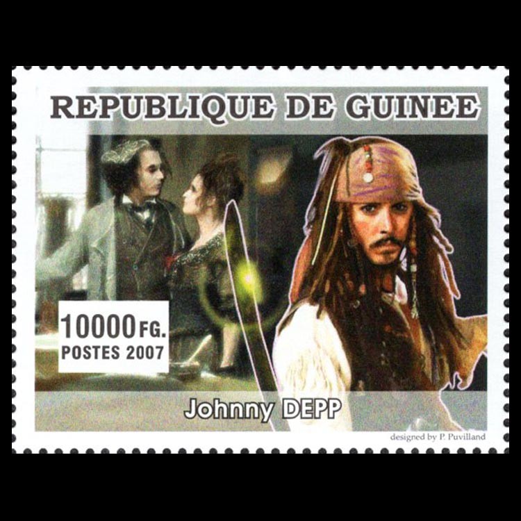 Guinea American Movie Actor Johnny Depu Pirates of the Caribbean Stamps 1 ใหม่