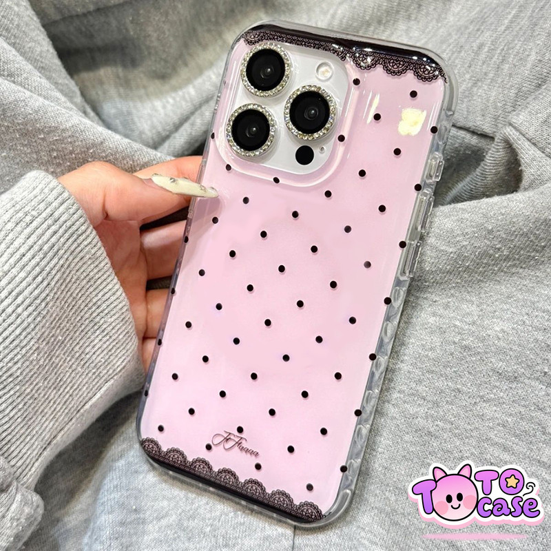 เคส Oppo A3Pro A3X A5i A16 A18 A60 A55 A38 A5s A17 A3 A15 A54 A58 A11 A7 A12 A52 สร้างสรรค์น่ารักลายจุดสีดำปก IMD ใหม่