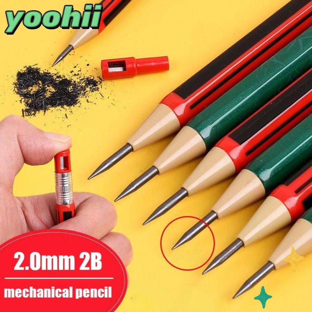 YOOHII ดินสอกด, 2.0 มม.2B Sketch Drawing Writing Tool ดินสออัตโนมัติ, Simple Press Type มาพร้อม Shar