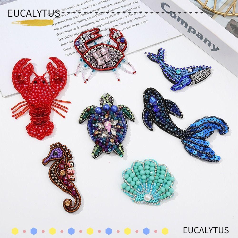 EUCALYTUSTH Marine สัตว์แพทช์ ลูกปัดและปลาดาวปู hand-made เหมาะสำหรับทำเครื่องประดับและตกแต่งผ้า