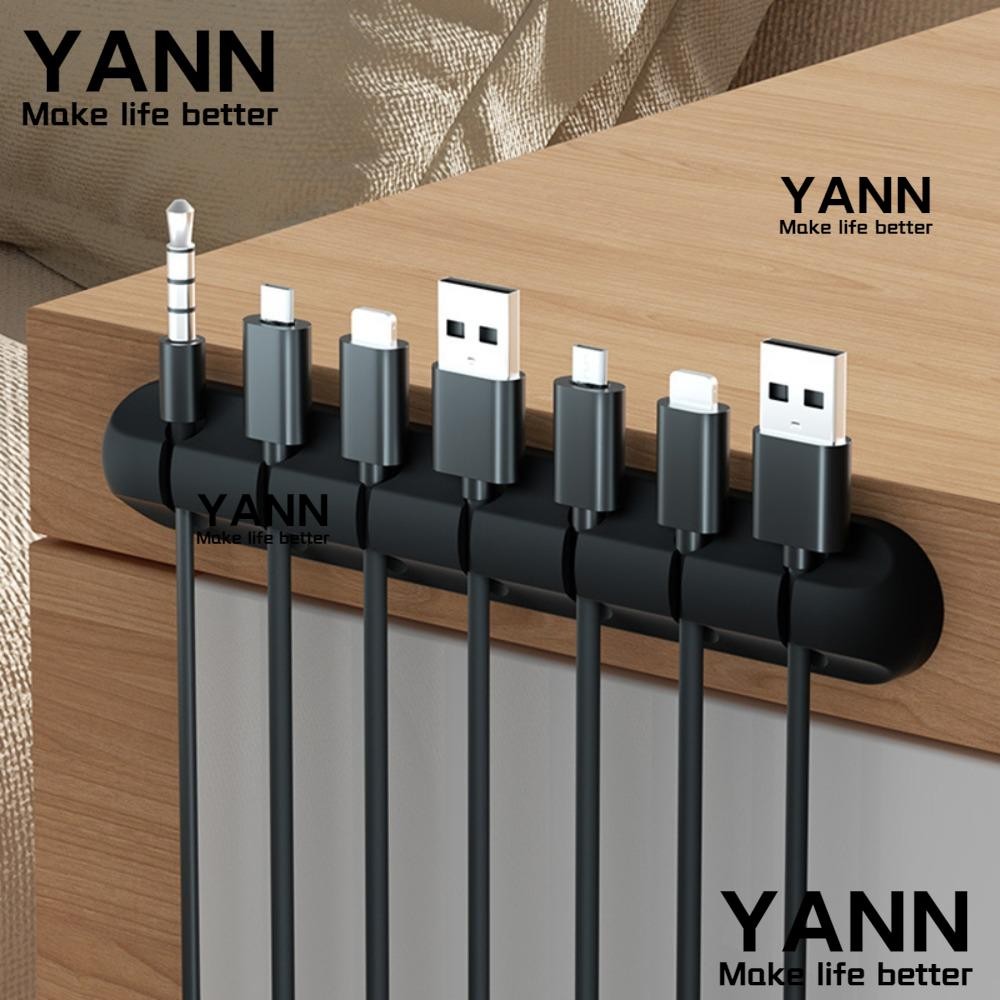 YANN USB Cable Winder, ซิลิโคนยืดหยุ่น Cable Organizer, สีดํา Desktop Tidy Wire Holder สําหรับเมาส์คีย์บอร์ดหูฟัง Protector