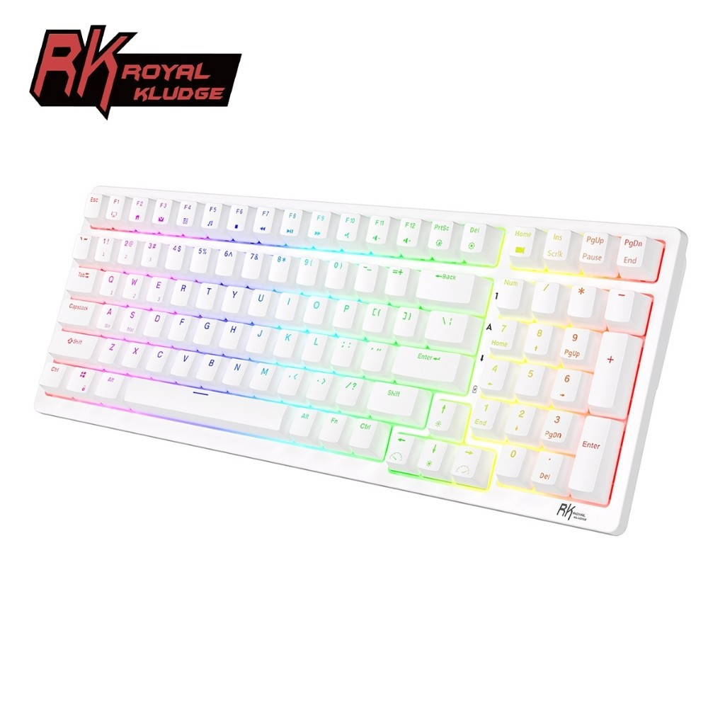 Royal Kludge RK98 Hotswappable Mechanical Keyboard พร้อม 98 คีย์ RGB Backlit Trimode บลูทูธ 2.4G Wir