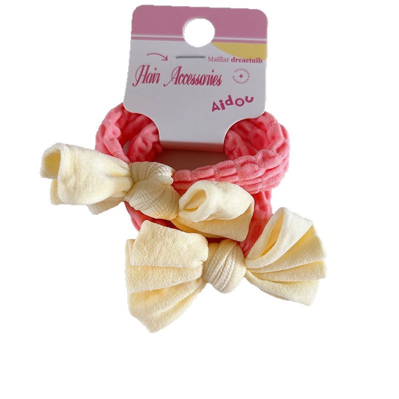 ยางรัดผมแบบยืดหยุ่นสำหรับเด็กผู้หญิง ลายโบว์น่ารัก เพื่อทรงผมประจำวัน - รูปที่ 3
