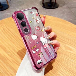 YBDเคสโทรศัพท์นุ่มสําหรับVivo V70 FE V60 Y200 Y300 V40 Lite V50 Lite V50E V40 Pro V30 Proการ์ตูนMickeyและHello Kitty AntiFallถุงลมนิรภัยเกราะป้องกัน