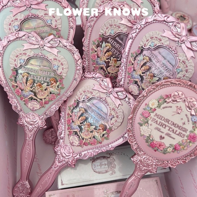 กระจกแต่งหน้า ดอกไม้ KNOWS - กระจกมือถือสไตล์เทพนิยาย พกพา ของขวัญหญิง
